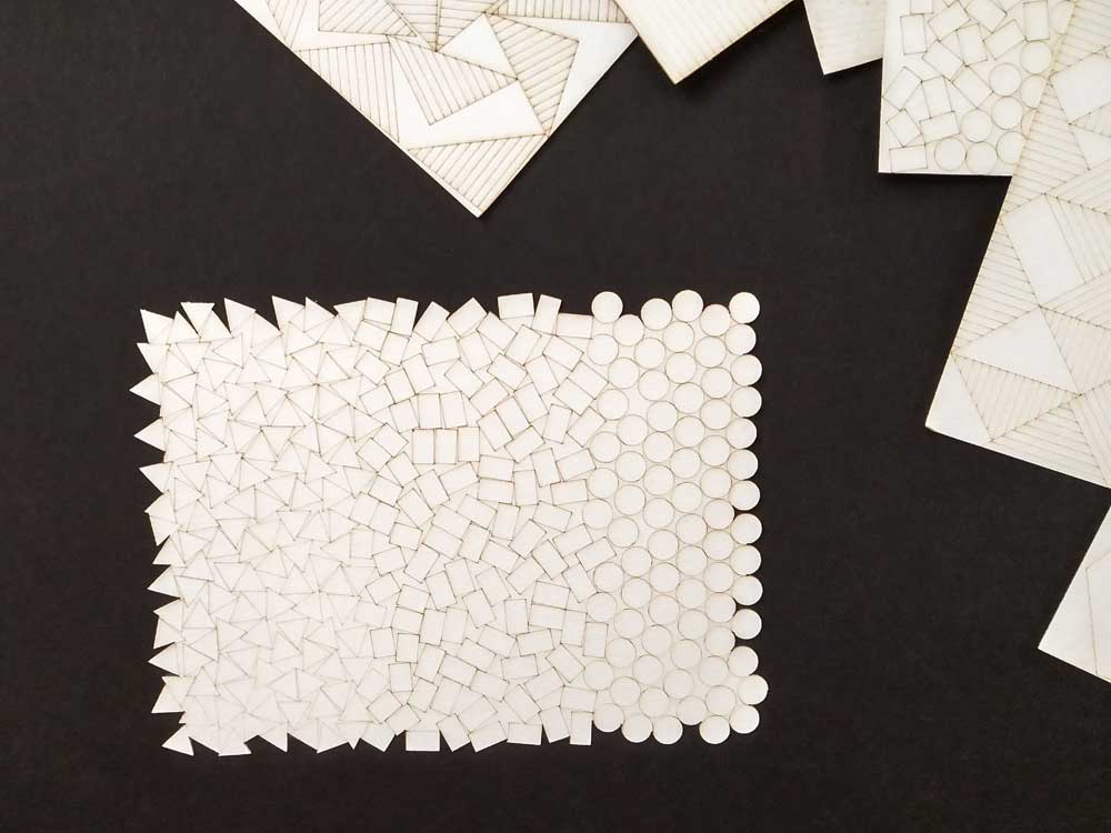 SPACE-TIME COMPOSITIONS — LASERCUT POSTCARDS