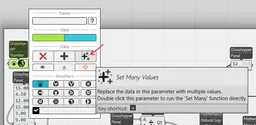 Feeding a list of numbers now goes through a Number parameter and its 'Set Many Values' option, not through a panel.